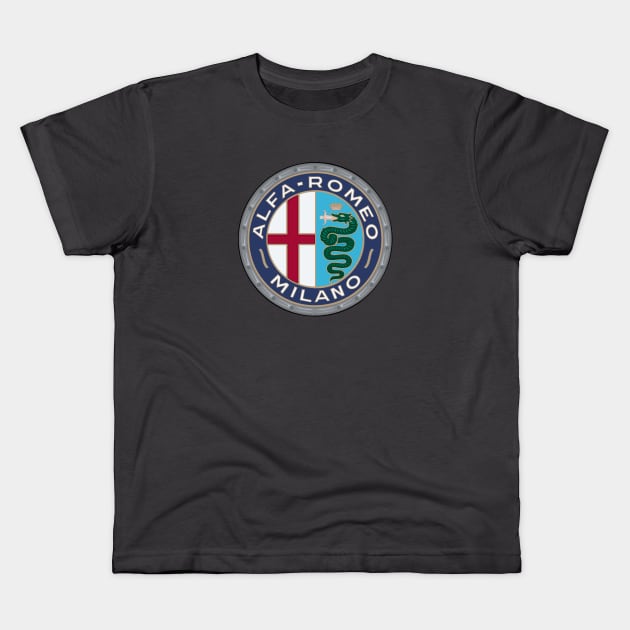 Alfa Romeo Milano Vintage logo Kids T-Shirt by fmDisegno